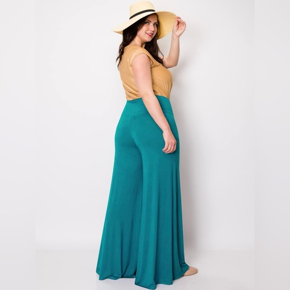 Women's Casual Comfy Wide Leg Palazzo Lounge Pants -jade - Picture 4 of 5